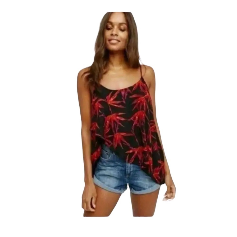 FREE PEOPLE INTIMATELY Floral Simone Tank Top in Black/Red Size XS - Picture 2 of 8